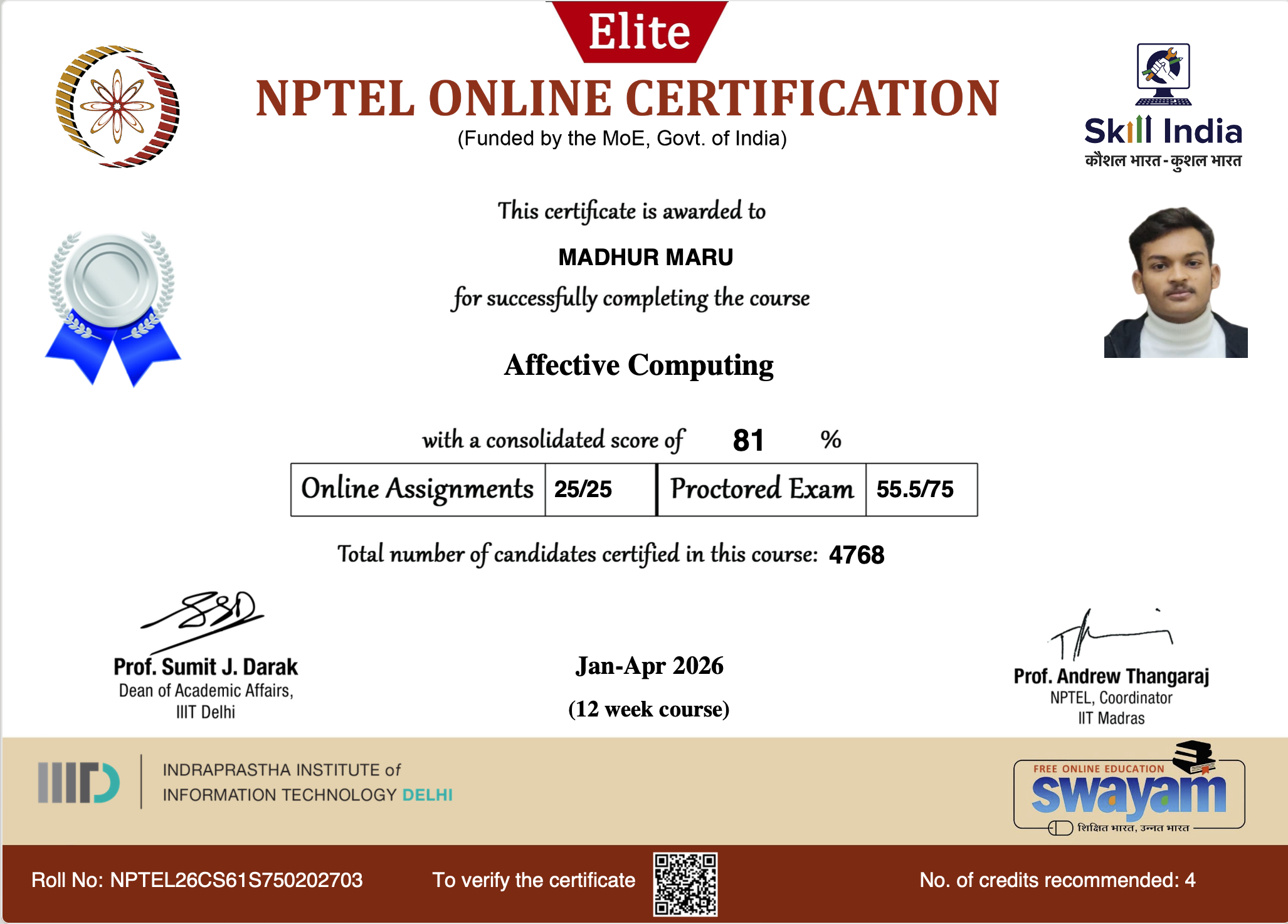 Affective Computing certificate preview