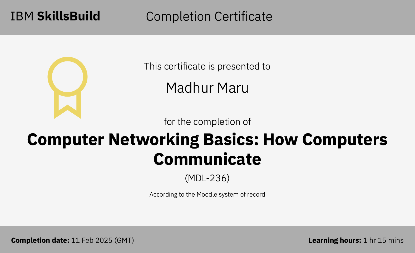 Computer Networks certificate preview