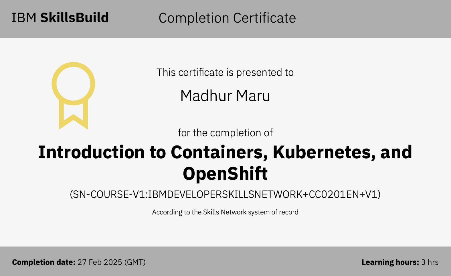 Containers, Kubernetes & OpenShift certificate preview
