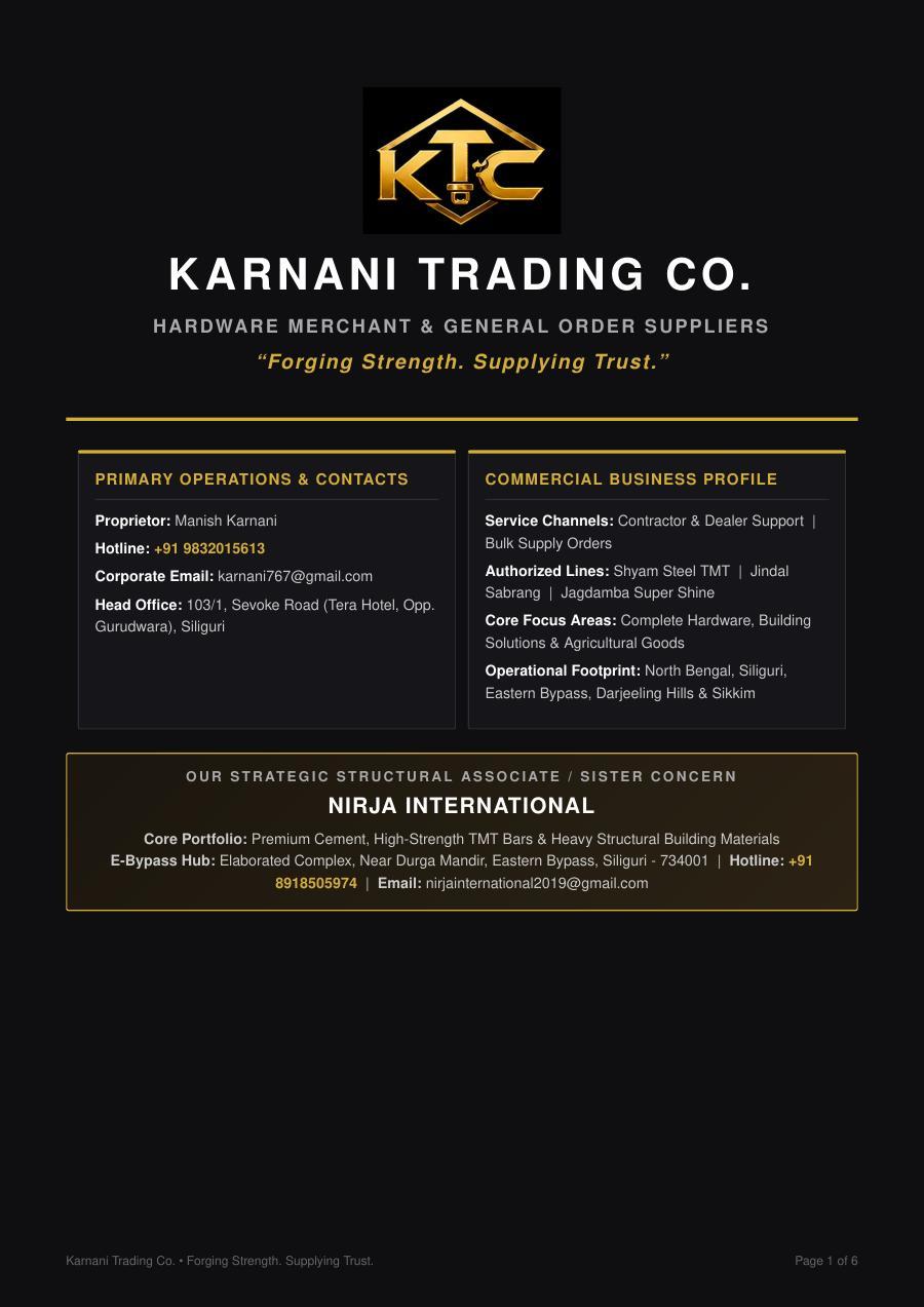 Karnani Trading Company portfolio cover